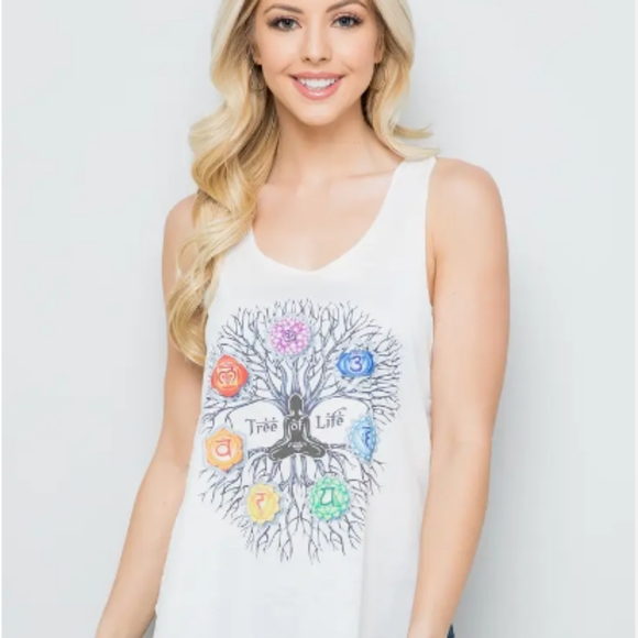 Chakra with Tree of Life Print Graphic Tanktop - Picture 8 of 9
